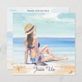 *~* DIYトロピカルビーチAR29 ジェネリック 任意のイベントQR 招待状 (正面/裏面)