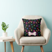 DIYドッグフォトサークル名ボーンパスカラフルブラック クッション (椅子)