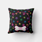 DIYドッグフォトサークル名ボーンパスカラフルブラック クッション (裏面)