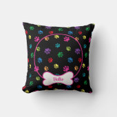 DIYドッグフォトサークル名ボーンパスカラフルブラック クッション (正面)