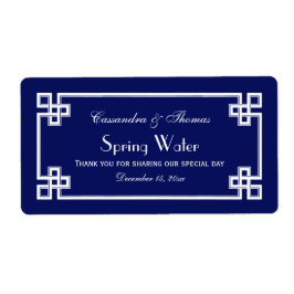 DIYネイビーWhtギリシャ鍵フレームHウォーターボトルラベル ラベル