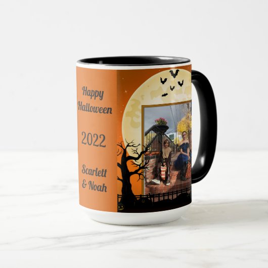 DIYハロウィーンカップ2つの子供の写真と文字を追加カスタム マグカップ (正面右)