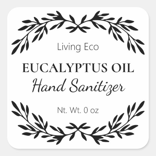 DIYハンドサニタイザホワイトラベル スクエアシール (正面)