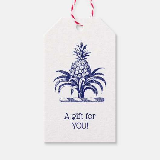 DIYパイナップル紋章の紋章SVブルー ギフトタグ (正面)
