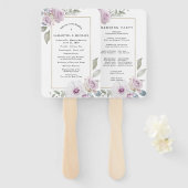 DIYパープル素朴フローラ結婚式 プログラム ハンドファン (正面&裏面)