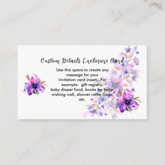 DIYパープ空白のラピンクラベンダーの花 エンクロージャーカード (正面)