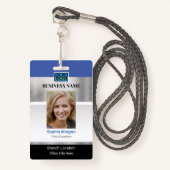 DIYビジネスフォト名ロゴ情報、シルバーブルーBlk バッジ (正面ランヤード)