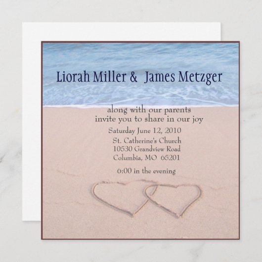 diyビーチ結婚式の招待状 招待状 (正面/裏面)