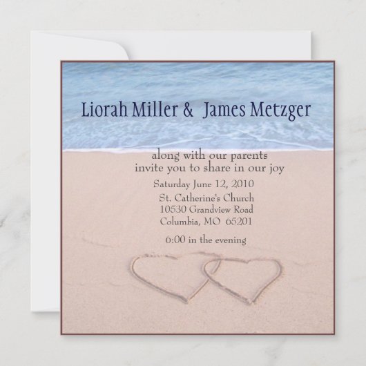 diyビーチ結婚式の招待状 招待状 (正面)