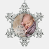 DIYピュータークリスマス装飾 – 写真と文字を追加！ スノーフレークピューターオーナメント (正面)