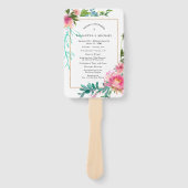 DIYピンク牡丹フローラ結婚式 プログラム ハンドファン (正面)