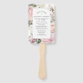 DIYピンク素朴フローラ結婚式 プログラム ハンドファン (正面)