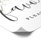 DIYピンク素朴ホワイトフローラ結婚式の引き出物標識 ポスター (角)