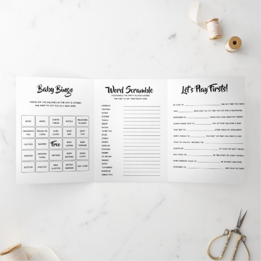 DIYファーストバースデーベビーゲームDIY写真アート 三つ折り招待状 (内部)