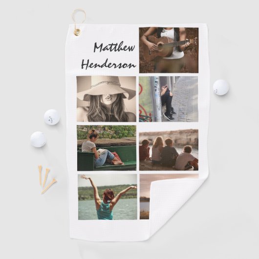 DIYフォトコラージュと名前モダントレンディーパパ ゴルフタオル (インサイチュ)