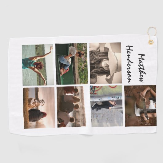 DIYフォトコラージュと名前モダントレンディーパパ ゴルフタオル (横)