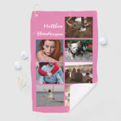 DIYフォトコラージュ(名前はピンクモダントレンディー) ゴルフタオル (インサイチュ)