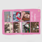 DIYフォトコラージュ(名前はピンクモダントレンディー) ゴルフタオル (横)