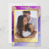 DIYフォトパープル金ゴールド結婚抽象芸術ズフラット2 セーブザデート (裏面)