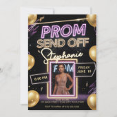 DIYフパーソナライズされたォト鮮やかのネオン・プロム送信 招待状 (正面)