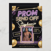 DIYフパーソナライズされたォト鮮やかのネオン・プロム送信 招待状 (正面/裏面)