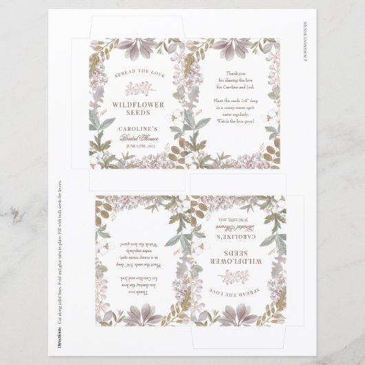 DIYフラワーシードパケットのブライダルシャワー優先 (正面)