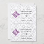 DIYブラックダマスクプラムハート披露宴 招待状 (正面)