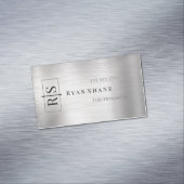 DIYブラックモノグラム入りボックス、名前、ブラシ付きシルバー マグネット名刺 (インサイチュ)