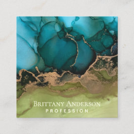 DIYブラック金ゴールドティール（緑がかった色）グリーン スクエア名刺