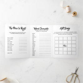 DIYベビーゲームまたは誕生日ゲーム | デザイン独自 三つ折り招待状