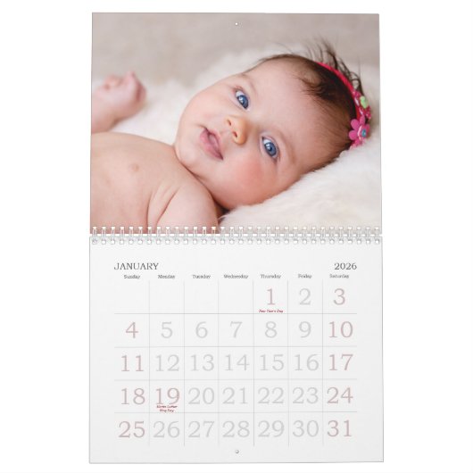 DIYベビー初年の新しい親の記念写真 カレンダー (1月 2026)