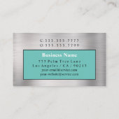 DIYホワイト/ブラックモノグラム、名前、ブラックシルバーティール（緑がかった色） 名刺 (裏面)