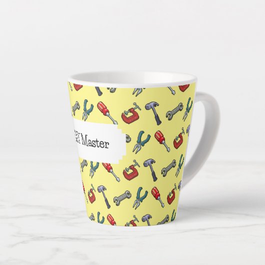 DIYマスターピクセルアートツールパターンハンマー&プライヤー カフェラテマグ (右アングル)