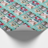 DIYメッセーパーソナライズされたジレッド付き4枚のフォトファミリー ラッピングペーパー (角)