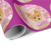 DIYメリークリスマス&名前，かわいい犬，赤バイオレット ラッピングペーパー (ロールコーナー)