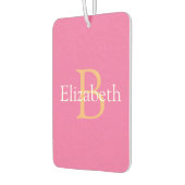 DIYモノグラムと名前、Yelまたはピンクのホワイト文字 カーエアーフレッシュナー (左)