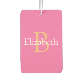 DIYモノグラムと名前、Yelまたはピンクのホワイト文字 カーエアーフレッシュナー (裏面)