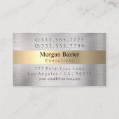 DIYモノグラムエレガント、Yel金ゴールドブラシ付きスチールブラック 名刺 (裏面)