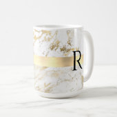 DIYモノグラムブラック文字ホワイト&金ゴールド大理石 コーヒーマグカップ (正面右)