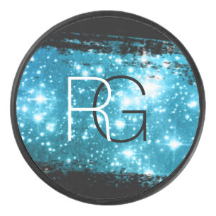 DIYモノグラムホワイト&ブラック、スターダストブラシストローク アイスホッケーパック