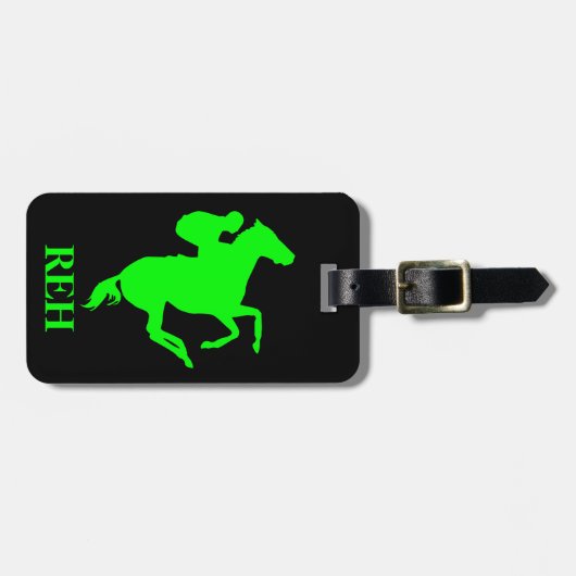 DIYモノグラムライムグリーンレース馬/全色対応 ラゲッジタグ (正面横)