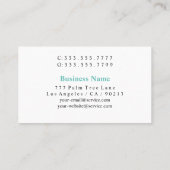 DIYモノグラム名タイトル&情報、白黒ティール（緑がかった色）B 名刺 (裏面)