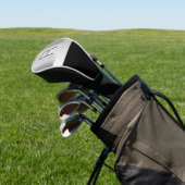 DIYモノグラム名、ブラックグレー文字、ブラッシュシルバー ゴルフヘッドカバー (インサイチュ)