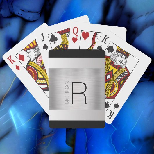 DIYモノグラム名、ブラックグレー文字、ブラッシュシルバー トランプ