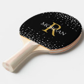 DIYモノグラム&名前金ゴールド&ホワイト、ダイヤモンド、ブラック 卓球ラケット (正面アングル)