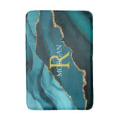 DIYモノグラム/名前金ゴールド/白、黒/ティール(緑がかった色)アガートVs2 バスマット (正面縦)