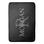 DIYモノグラム&名前、グレークラシック文字付きブラック バスマット (正面縦)