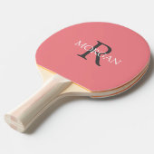 DIYモノグラム&名前，グレー&ホワイト文字，サンゴ 卓球ラケット (正面アングル)