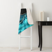 DIYモノグラム&名前，ブラック金ゴールド&ティール（緑がかった色）アゲート シェルパブランケット (インサイチュ)