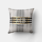 DIYモノグラム&名前、Yel金ゴールドブラシ付きスチールブラック クッション (裏面)